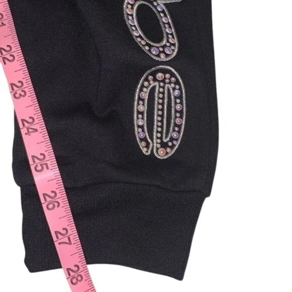 Bebe Sport Black Joggers With Rhinestone Logo Design Womens XL